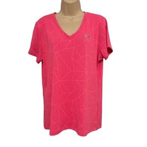 Under Armour Neon Pink Heatgear V Neck Athletic‎ Tee Loose fit Large